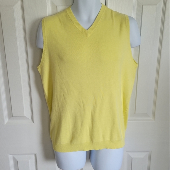 Iliac golf vintage light yellow sweater vest lightweight 100% cotton men's large - Picture 1 of 16